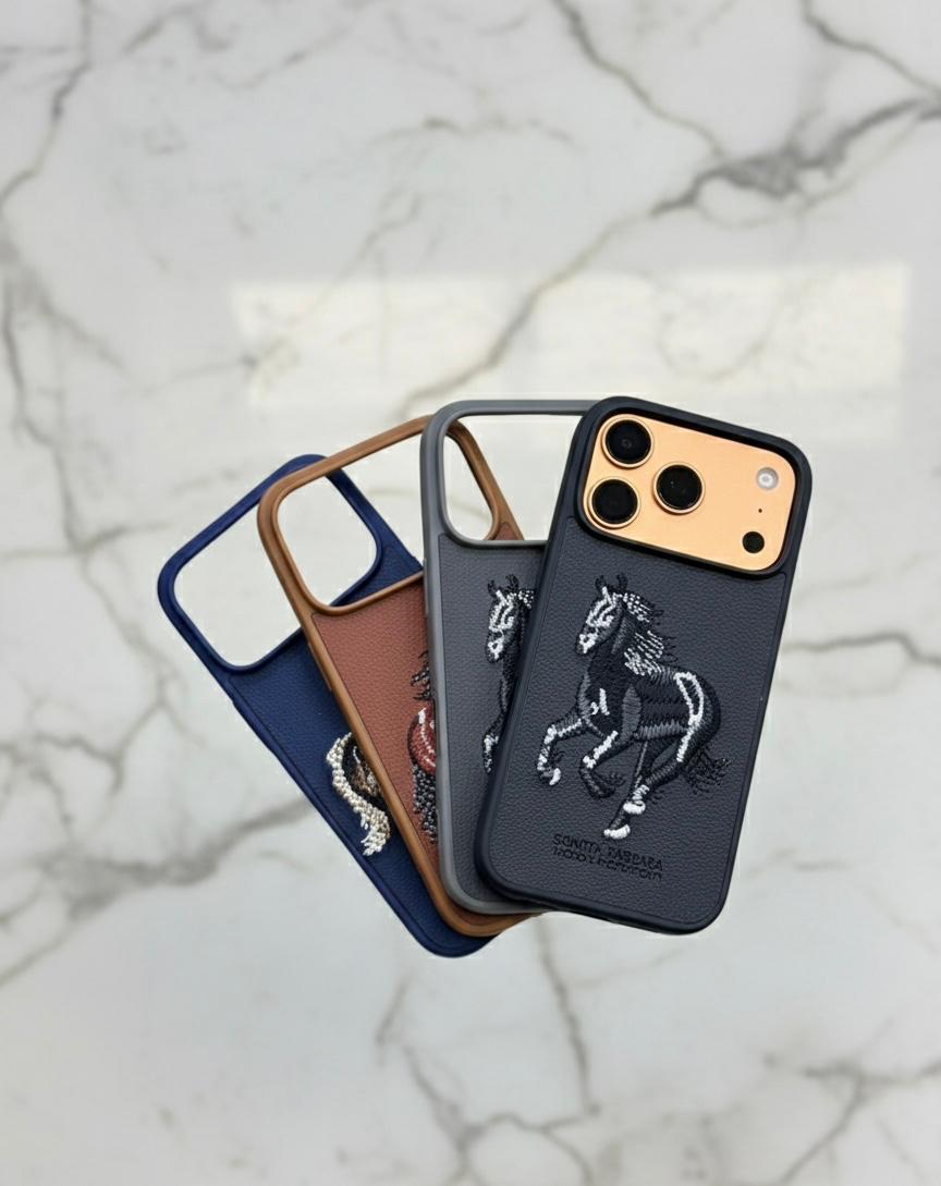 Original Luxury Embroidered Horse  Leather Polo Case – Premium Designer Cover for iPhone